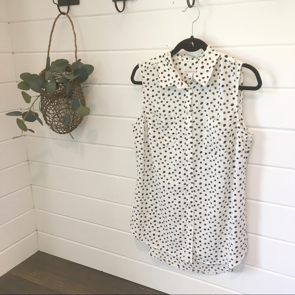 Dalmatian Print Sleeveless Blouse
